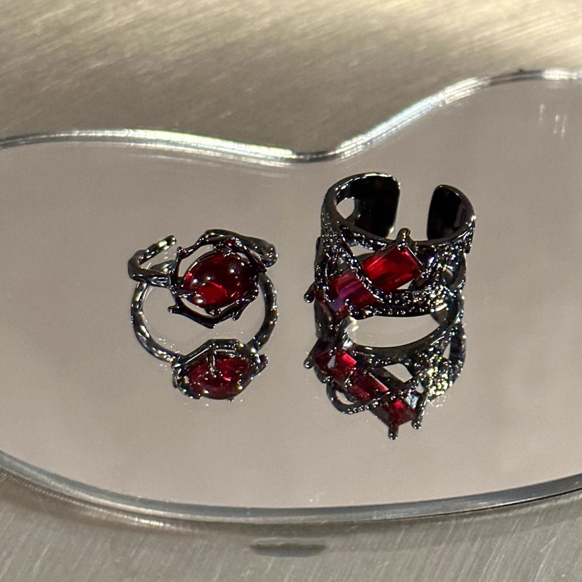 Sylus Square Ruby Ring (Set of two)