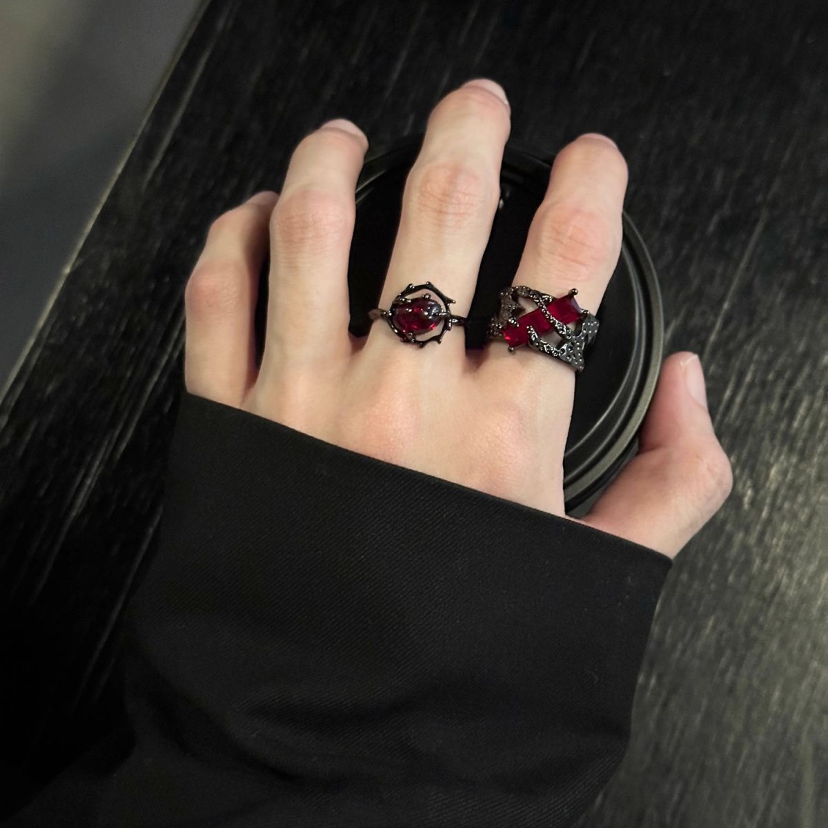 Sylus Square Ruby Ring (Set of two)