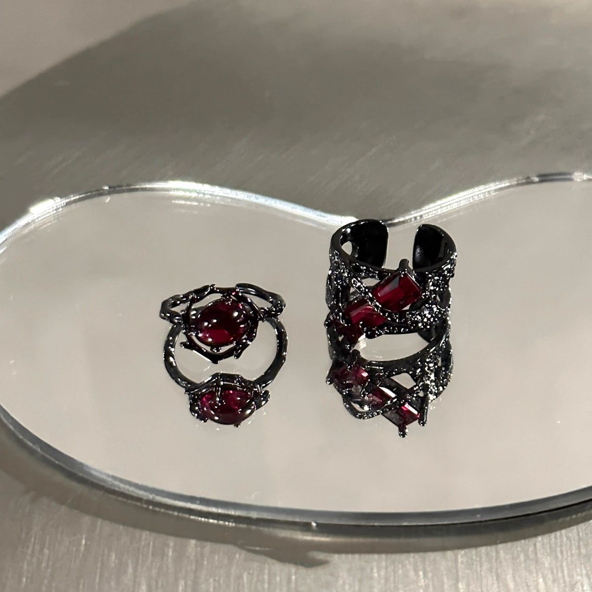 Sylus Square Ruby Ring (Set of two)