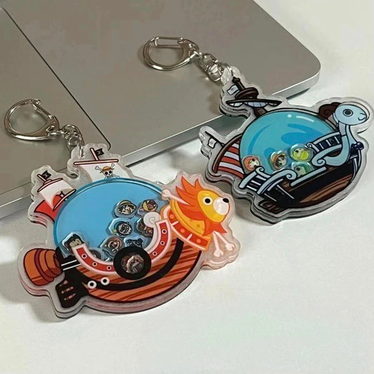 One Piece Merry & Sunny Ship Bobblehead Keychain