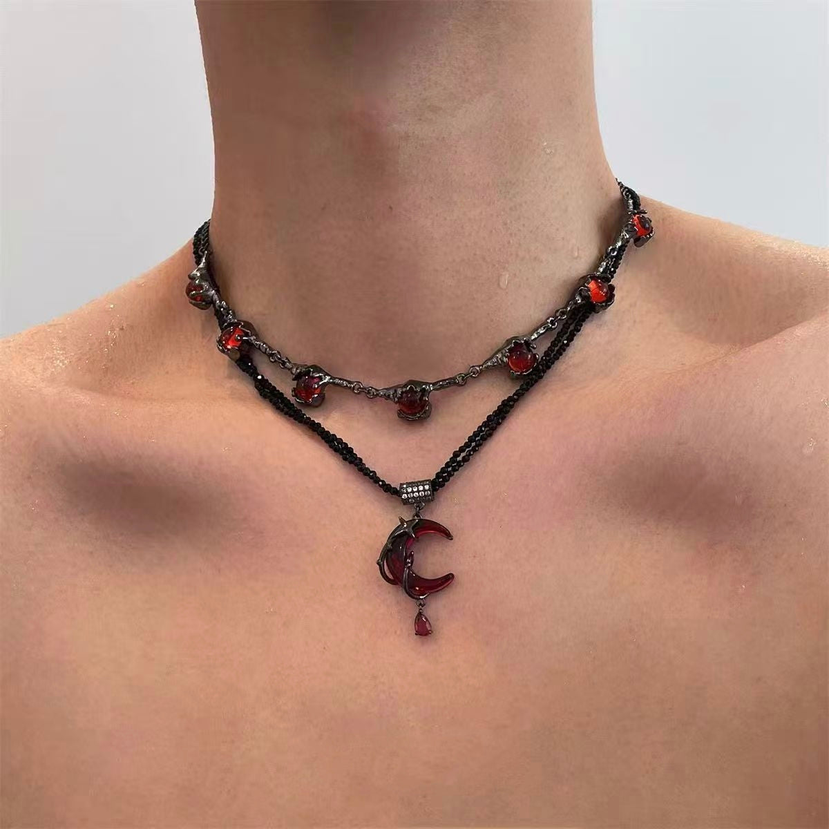 Sylus Ruby Crescent Necklace