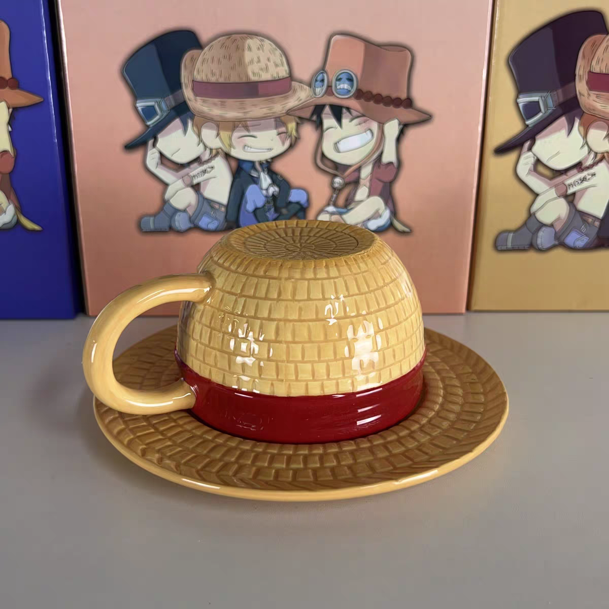 One Piece Luffy, Ace & Sabo Hat Shaped Ceramic Mug