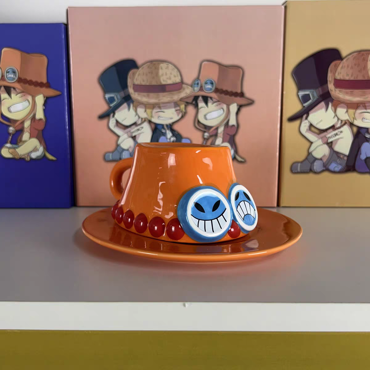 One Piece Luffy, Ace & Sabo Hat Shaped Ceramic Mug